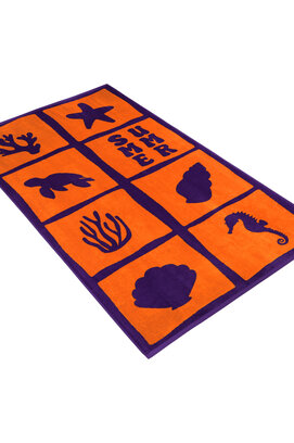 Vossen Strandlaken sea animals 100x180 orange