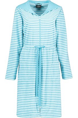 Cawo Dames Korte badjas met rits en capuchon, extralicht 834 47 türkis Maat XS