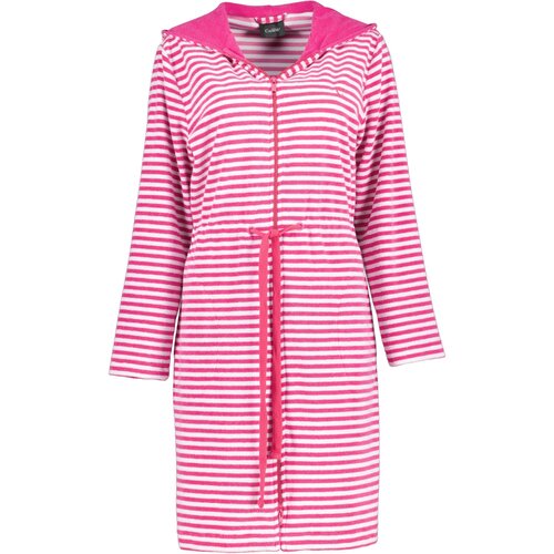 Cawö Cawo Dames Korte badjas met rits en capuchon, extralicht 834 27 Pink Maat S afbeelding