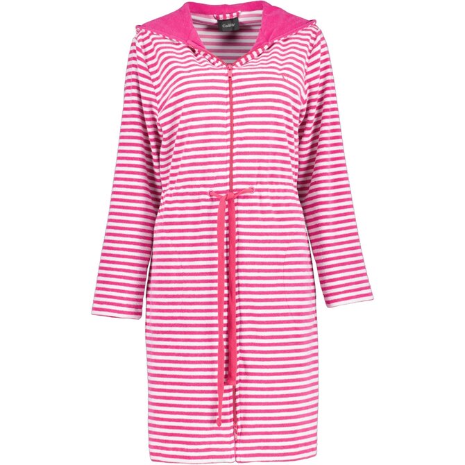 Cawo Dames Korte badjas met rits en capuchon, extralicht 834 27 Pink Maat S