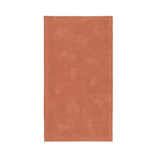 Seahorse Seahorse Strandlaken Shells Coral Red 100x200 afbeelding