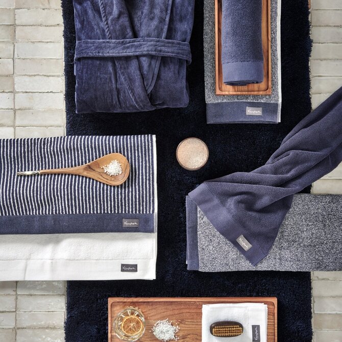 Vandyck Home Mouline Blue Ink Handdoek 60x110