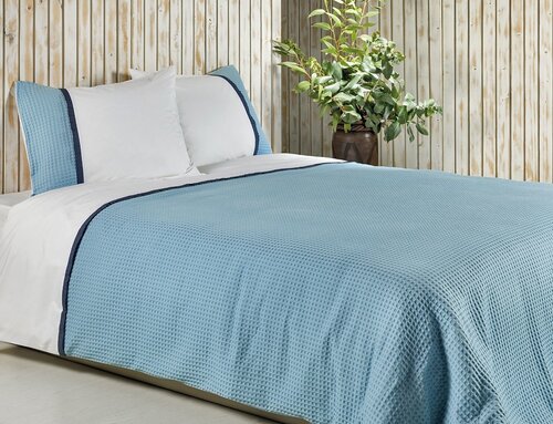 Dommelin Dommelin Dekbedovertrek Bari Percal 200TC Pastelblauw-Nachtblauw 200x200/220 cm afbeelding