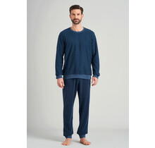 Schiesser heren pyjama lang 175603 jeansblue