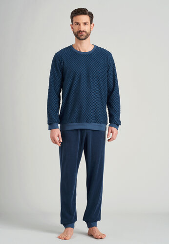 Schiesser Schiesser heren pyjama lang 175603 jeansblue afbeelding