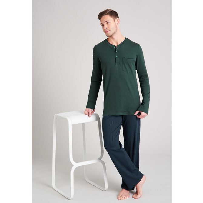 Schiesser heren pyjama lang 175640 dark green 54 Schiesser heren pyjama lang 175640 dark green 54