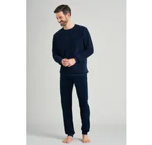Schiesser heren pyjama lang 175605 nachtblauw 58