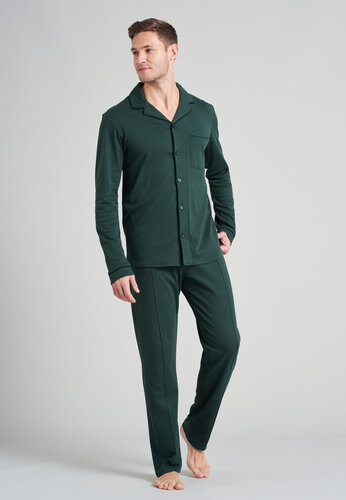 Schiesser Schiesser heren pyjama lang 175638 donkergroen 50 afbeelding
