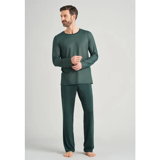Schiesser heren pyjama lang 175586 dark green 50