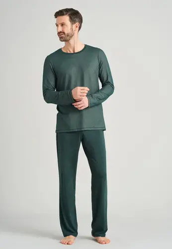 Schiesser Schiesser heren pyjama lang 175586 dark green 56 afbeelding