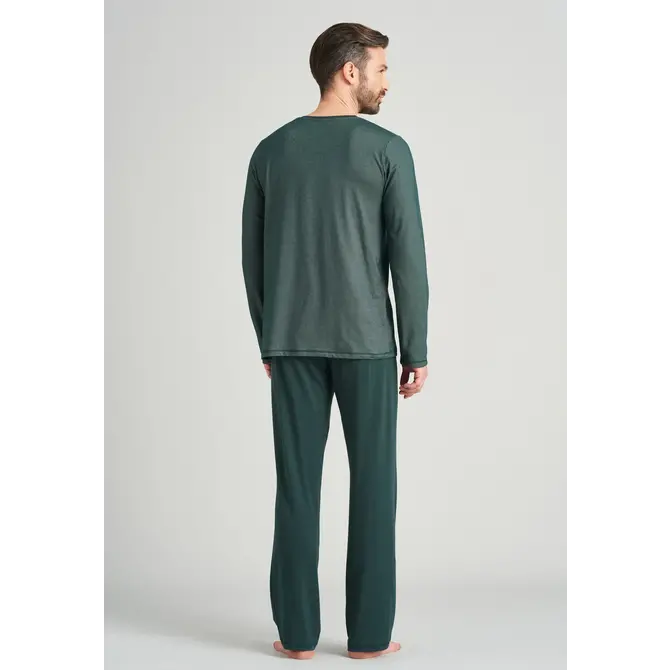 Schiesser heren pyjama lang 175586 dark green 56