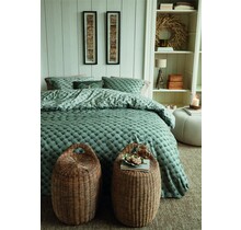 Rivièra Maison Dekbedovertrek Woven Wool Groen 260x200/220 cm