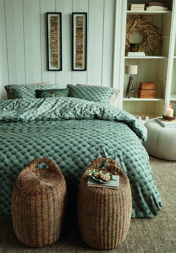 Rivièra Maison Rivièra Maison Dekbedovertrek Woven Wool Groen 260x200/220 cm afbeelding