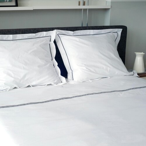 Dommelin Dommelin Dekbedovertrek Cortina Percal 200TC Wit-Antraciet 200x200/220 afbeelding