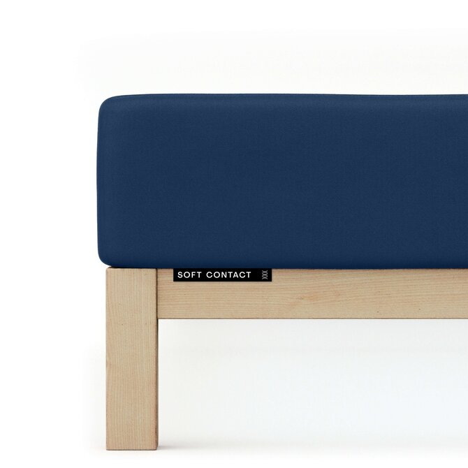 Schlafgut Soft Contact Jersey Flanel Hoeslaken XL - 180x200 - 200x200 570 Blue Deep