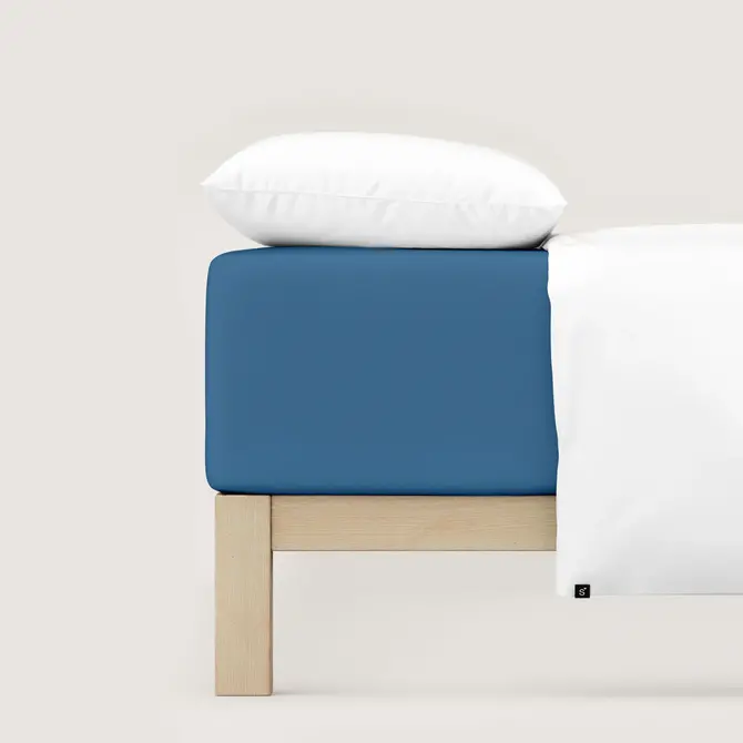 Schlafgut Pure Jersey Boxspring Hoeslaken L - 140x200 - 160x220 615 Blue Mid