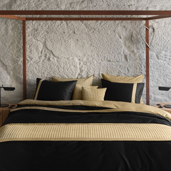Dommelin Dekbedovertrek Listra Satijn 300TC Zwart-Brons 260x200/220 cm
