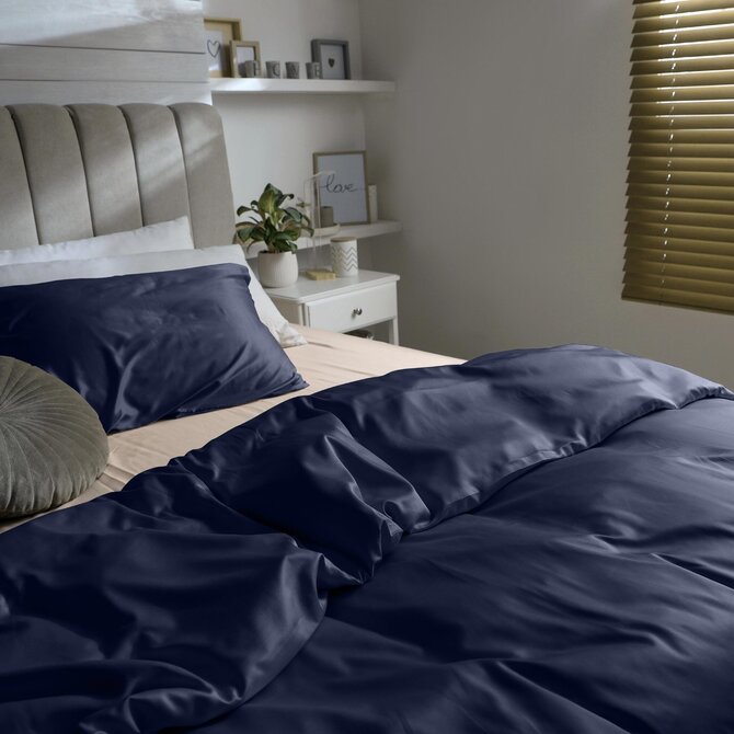 Dommelin Laken Uni Satijn 300TC 524 Navy 270x300 cm