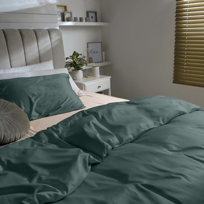 Dommelin Laken Uni Satijn 300TC 536 Antiekgroen 270x300 cm