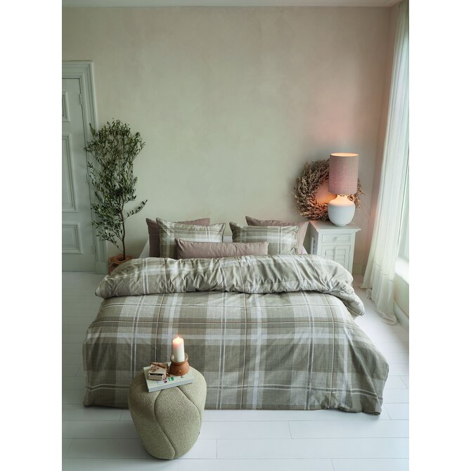 Rivièra Maison Kussensloop Tartan Check Zand 60x70 cm