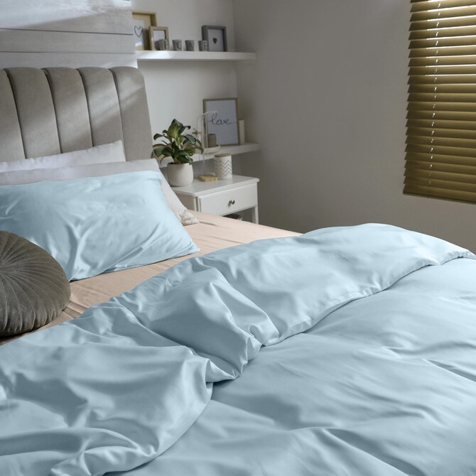 Dommelin Laken Uni Satijn 300TC 591 Pastelblauw 160x270 cm