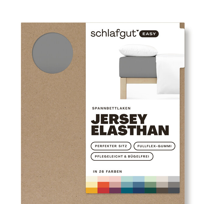 Schlafgut EASY Jersey Elasthan Hoeslaken XL - 180x200 - 200x220 128 Grey Mid