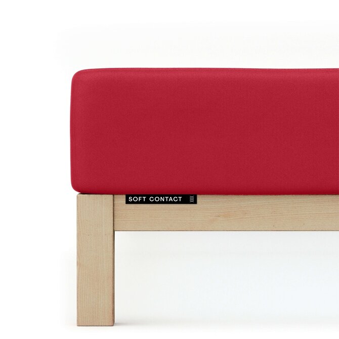 Schlafgut Soft Contact Jersey Flanel Hoeslaken XL - 180x200 - 200x200 285 Red Deep