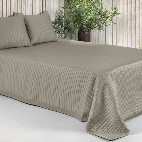 Dommelin Dommelin Sprei Chicago Satijn 300TC Taupe 260x280 cm afbeelding