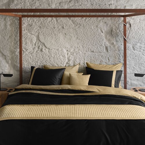 Dommelin Dommelin Dekbedovertrek Listra Satijn 300TC Zwart-Brons 200x200/220 cm afbeelding