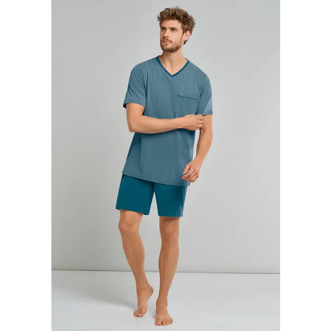 Schiesser heren shortama 173862 petrol Schiesser heren shortama 173862 petrol