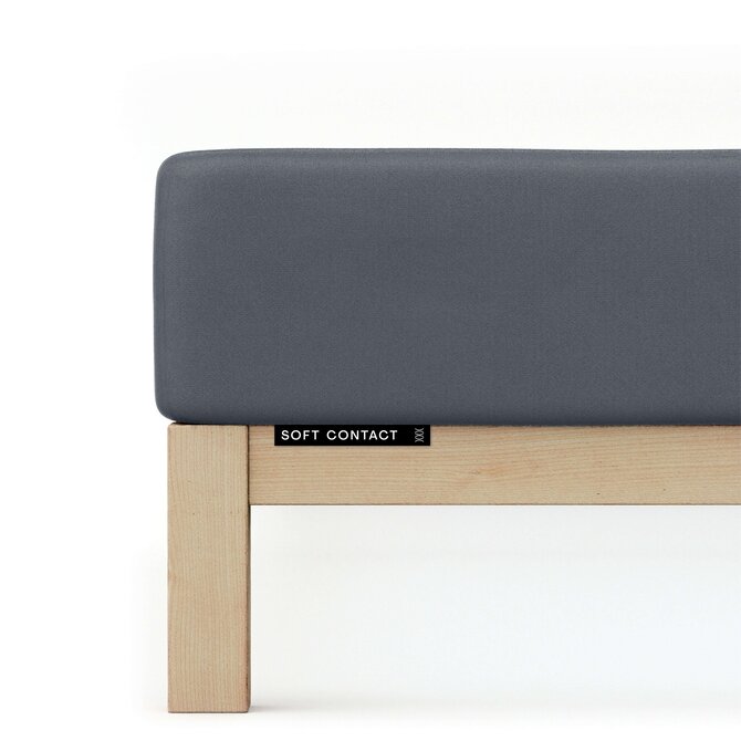 Schlafgut Soft Contact Jersey Flanel Hoeslaken L - 140x200 - 160x200 556 Grey Deep