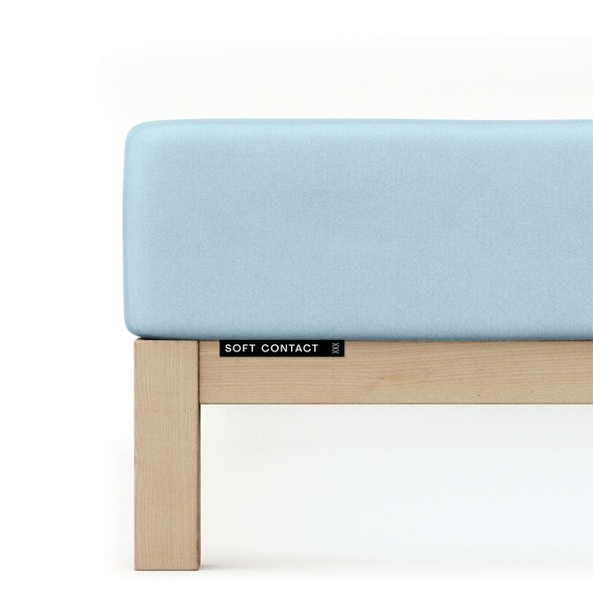 Schlafgut Soft Contact Jersey Flanel Hoeslaken XL - 180x200 - 200x200 536 Blue Light