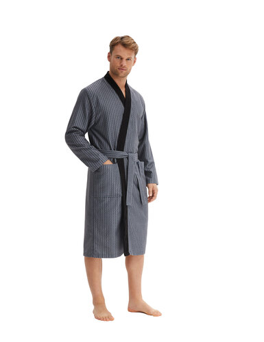 Morgenstern Morgenstern VINCENZA Heren Badjas bedruckt/anthrazit XL afbeelding