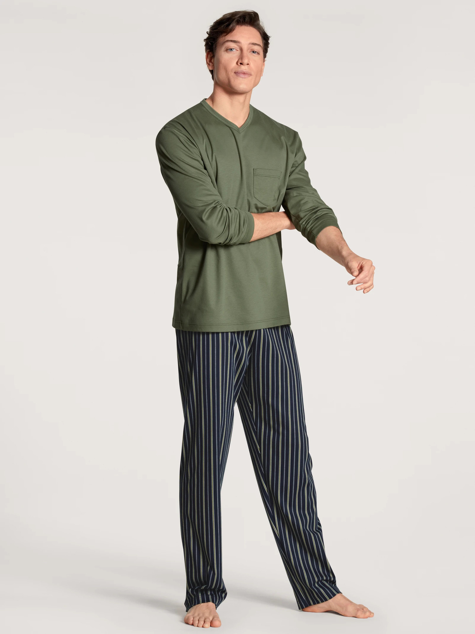 Normann Lange herenpyjama, in elegante strepenlook, ook in grote maten, blauw, 48 Normann Lange herenpyjama, in elegante strepenlook, ook in grote maten, blauw, 48