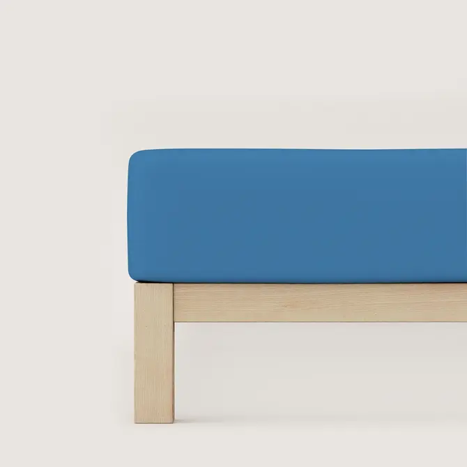Schlafgut Pure Jersey Hoeslaken S - 90x190 - 100x220 615 Blue Mid