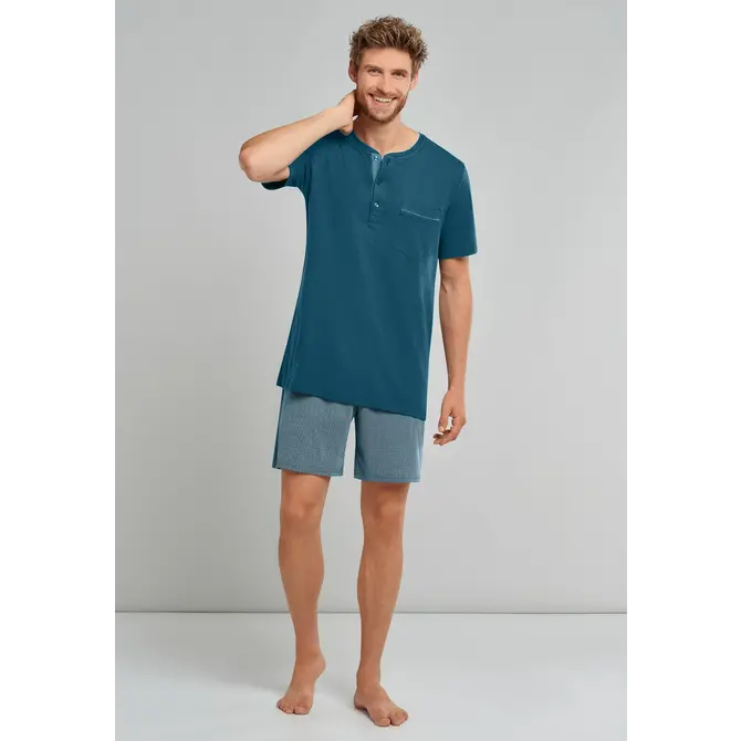 Schiesser heren Shortama 173863 petrol Schiesser heren Shortama 173863 petrol