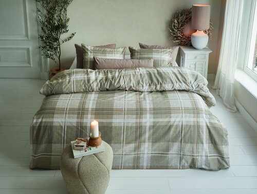 Rivièra Maison Rivièra Maison Dekbedovertrek Tartan Check Zand 200x200/220 cm afbeelding