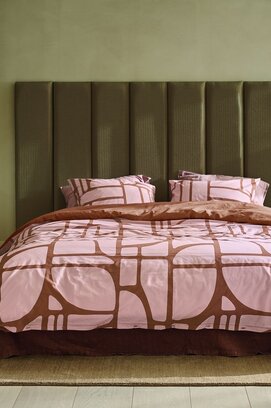 VT wonen Dekbedovertrek Bold Shapes Zachtroze 200x200/220 cm