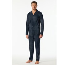 Schiesser Heren Pyjama Long  nightblue 183176 56/XXL