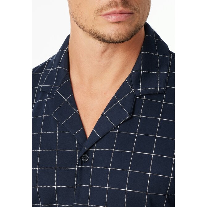 Schiesser Heren Pyjama Long  nightblue 183176 48/S