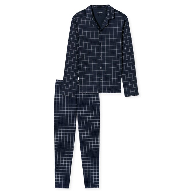 Schiesser Heren Pyjama Long  nightblue 183176 48/S