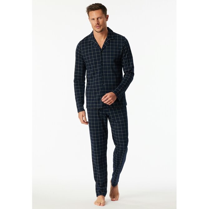 Schiesser Heren Pyjama Long  nightblue 183176 52/L