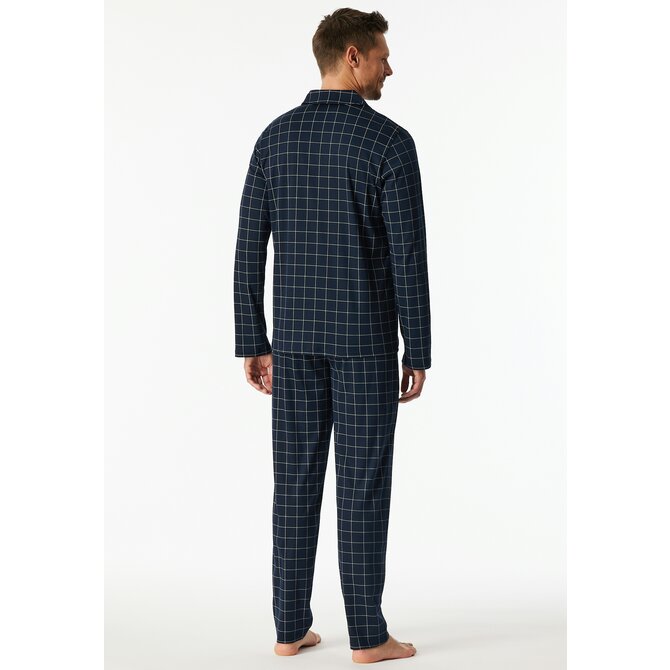 Schiesser Heren Pyjama Long  nightblue 183176 50/M