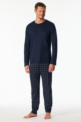 Schiesser Heren Pyjama Long  nightblue 183175 48/S