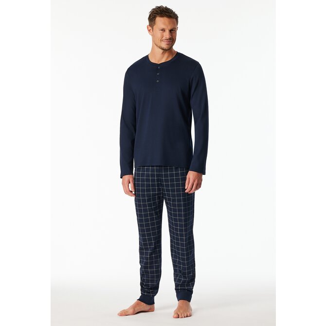 Schiesser Heren Pyjama Long  nightblue 183175 58/3XL