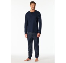 Schiesser Heren Pyjama Long  nightblue 183175 50/M