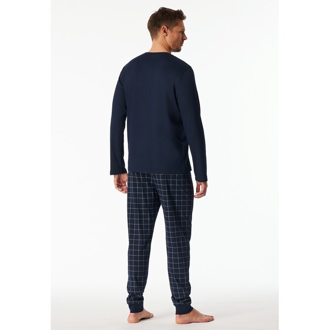 Schiesser Heren Pyjama Long  nightblue 183175 52/L