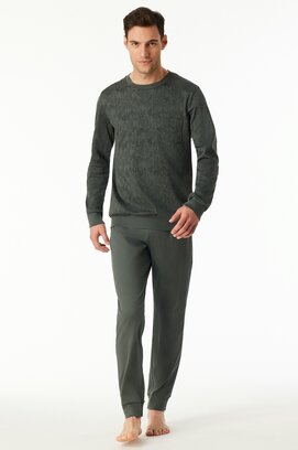 Schiesser Heren Pyjama Long  darkgreen 183173 48/S