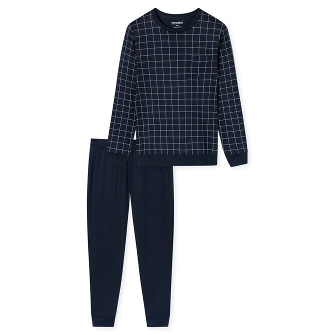 Schiesser Heren Pyjama Long  nightblue 183173 50/M