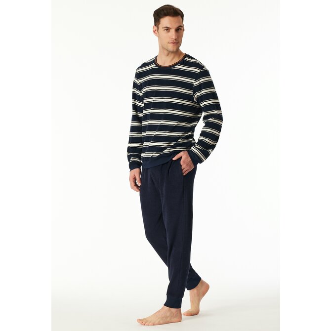 Schiesser Heren Pyjama Long  nightblue 183128 58/3XL Schiesser Heren Pyjama Long  nightblue 183128 58/3XL